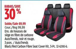 Canadian Tire AutoTrends Black/Red Carbon Fibre Seat Cover Kit, 3-Pc offer