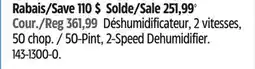 Canadian Tire For-living 50-Pint, 2-Speed Dehumidifier offer