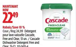 Canadian Tire Cascade Dishwasher Detergent Free and Clear offer