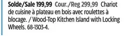 Canadian Tire Chariot de cuisine à plateau en bois avec roulettes à blocage offer