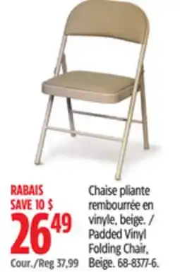 Canadian Tire Padded Vinyl Folding Chair, Beige offer