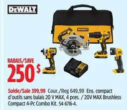 Canadian Tire DEWALT 20V MAX Brushless Compact 4-Pc Combo Kit offer