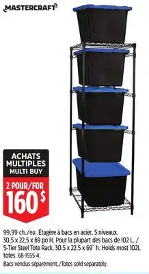 Canadian Tire Mastercraft 5-Tier Steel Tote Rack offer