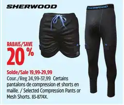 Canadian Tire Sherwood Selected Compression Pants or Mesh Shorts offer