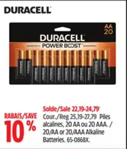 Canadian Tire Duracell 20/AA or 20/AAA Alkaline Batteries offer