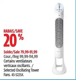 Canadian Tire Honeywell Selected Oscillating Tower Fans offer