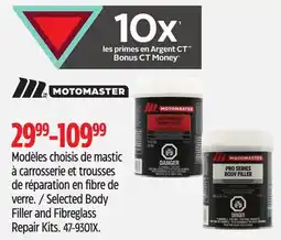 Canadian Tire MOTOMASTER Selected Body Filler and Fibreglass Repair Kits offer