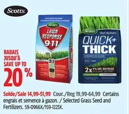 Canadian Tire Selected Scotts Grass Seed and Fertilizers offer