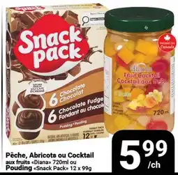 Pasquier Pêche, Abricots ou Cocktail aux fruits Diana 720ml ou Pouding Snack offer