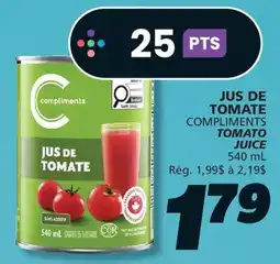 IGA COMPLIMENTS TOMATO JUICE offer
