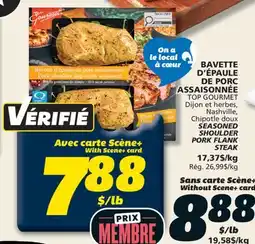 IGA TOP GOURMET SEASONED SHOULDER PORK FLANK STEAK offer