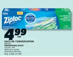 IGA ZIPLOC PRESERVING BAGS offer