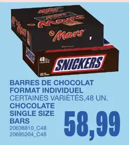 Wholesale Club BARRES DE CHOCOLAT FORMAT INDIVIDUEL, 48 UN offer