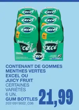 Wholesale Club CONTENANT DE GOMMES MENTHES VERTES OU JUICY FRUIT, 6 UN offer