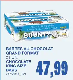 Wholesale Club BARRES AU CHOCOLAT GRAND FORMAT, 21 UN offer