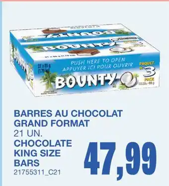 Wholesale Club BARRES AU CHOCOLAT GRAND FORMAT, 21 UN offer