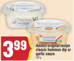 Marché Adonis Adonis original recipe classic hummus dip or garlic sauce offer