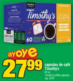 Super C capsules de café Timothy's | Timothy's coffee capsules offer