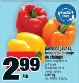 Super C poivrons jaunes, rouges ou orange de champs | field yellow, red or orange peppers offer