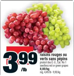 Super C raisins rouges ou verts sans pépins | seedless red or green grapes offer