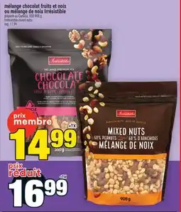 Super C mélange chocolat fruits et noix ou mélange de noix Irrésistible | Irrésistible mixed nuts offer