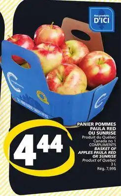Marché Bonichoix COMPLIMENTS BASKET OF APPLES PAULA RED OR SUNRISE offer