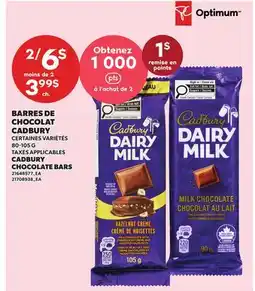 Provigo BARS DE CHOCOLAT CADBURY | CADBURY CHOCOLATE BARS offer