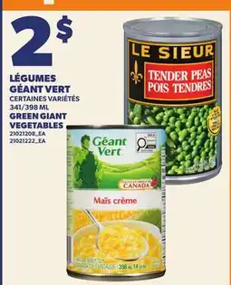 Provigo LÉGUMES GÉANT VERT | GREEN GIANT VEGETABLES, 341/398 ML offer