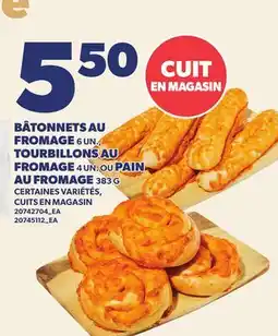 Provigo BÂTONNETS AU FROMAGE 6 UN., TOURBILLONS AU FROMAGE 4 UN. OU PAIN AU FROMAGE offer