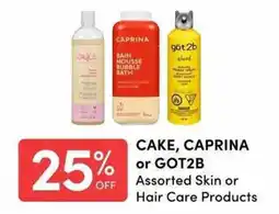 Apple Drugs Cake, caprina or got2b assorted skin or hair care products offer