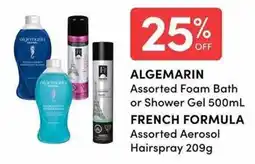 Apple Drugs Algemarin assorted foam bath or shower gel french formula assorted aerosol hairspray offer