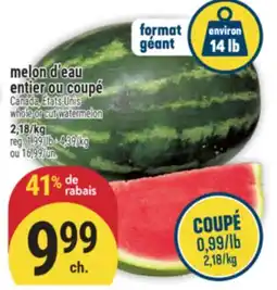 Marché Adonis MELON D'EAU ENTIER OU COUPÉ | WHOLE OR CUT WATERMELON offer