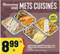Marché Adonis PAELLA, BOEUF STROGANOFF AVEC PÂTES, RIZ AU POULET OU FILET DE SAUMON AVEC PÂTES HALAL offer