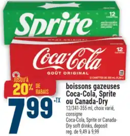 Marché Adonis BOISSONS GAZEUSES COCA-COLA, SPRITE OU CANADA-DRY | COCA-COLA, SPRITE OR CANADA- DRY SOFT DRINKS offer