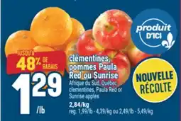 Marché Adonis CLÉMENTINES, POMMES PAULA RED OU SUNRISE | CLEMENTINES, PAULA RED OR SUNRISE APPLES offer