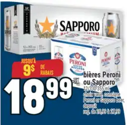 Marché Adonis BIÈRES PERONI OU SAPPORO | PERONI OR SAPPORO BEER offer