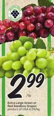 Sobeys Extra Large Green or Red Seedless Grapes offer