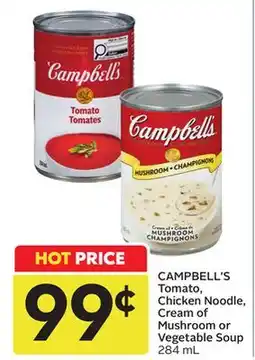 Sobeys Tomato, Chicken Noodle, Cream of Mushroom or Vegetable Soup offer