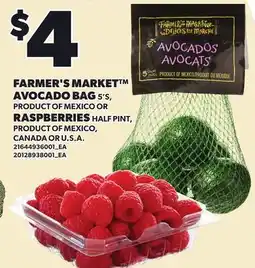 Loblaws FARMER'S MARKET AVOCADO BAG, 5'S RASPBERRIES, HALF PINT offer