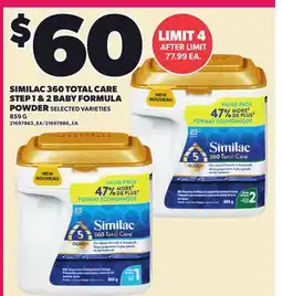 Loblaws SIMILAC 360 TOTAL CARE STEP 1 & 2 BABY FORMULA POWDER offer
