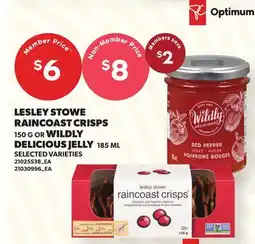Loblaws LESLEY STOWE RAINCOAST CRISPS, 150 G OR WILDLY DELICIOUS JELLY, 185 ML offer
