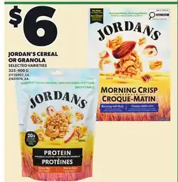 Loblaws JORDAN'S CEREAL OR GRANOLA offer