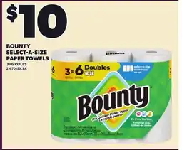 Loblaws BOUNTY SELECT-A-SIZE PAPER TOWELS, 3=6 ROLLS offer