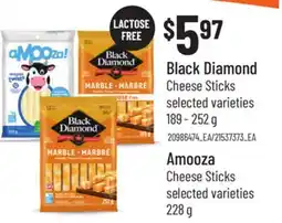 Loblaws BLACK DIAMOND CHEESE STICKS,189 - 252 G , AMOOZA CHEESE STICKS, 228 G offer