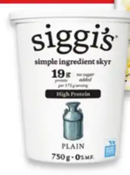Walmart Siggi's skyr 650 g-750 g yogurt offer