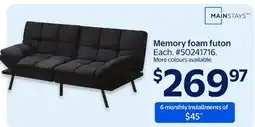 Walmart Memory foam futon offer