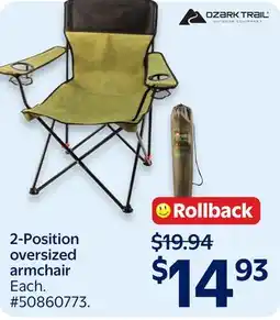 Walmart Ozark Trail 2 Position Oversized Arm Chair offer