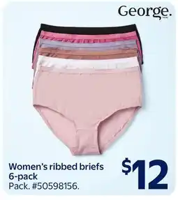 Walmart George Women's ribbed briefs 6-pack offer