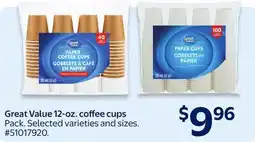 Walmart Great Value 12-oz. coffee cups offer