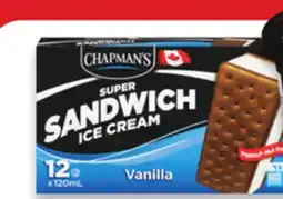 Walmart Chapman's Super Sandwich novelties 12 x 120 Ml or Premium frozen tubs 2L offer
